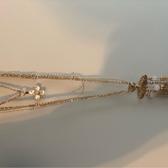Free People Gold and Pink Layered Necklace - Picture 2 of 4